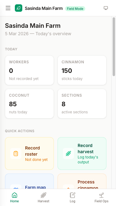 FarmStack mobile dashboard