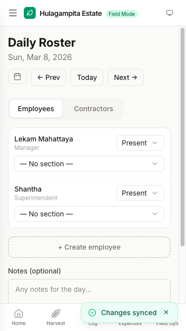Worker roster